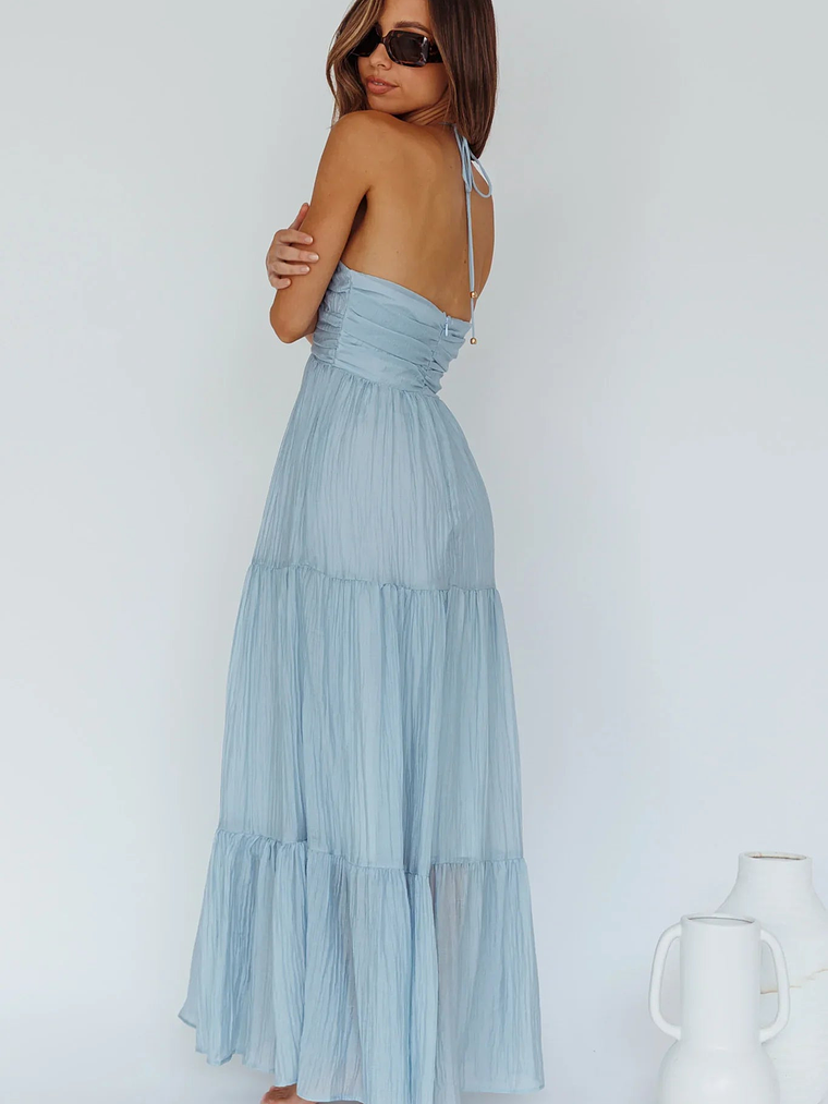 Asiah Halterneck Maxi Dress Ice Blue 2