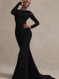 Campbell | Black Long-Sleeve Maxi Dress With Lace Detail - thumbnail 3