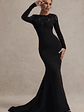 Campbell | Black Long-Sleeve Maxi Dress With Lace Detail - thumbnail 4