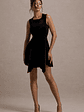 Baker | Black Velvet Draped-Hem Mini Dress - thumbnail 1