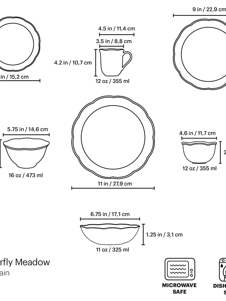 Butterfly Meadow 28-Piece Dinnerware Set 19