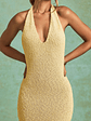 Bouclé Halterneck Maxi Dress in Yellow - thumbnail 4
