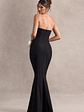 Best Of The Best | Black Strapless Fishtail Maxi Dress With Corsages - thumbnail 2