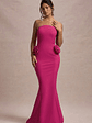 Best Of The Best | Dark Pink Strapless Fishtail Maxi Dress With Corsages - thumbnail 1