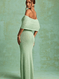 Bouclé Off-Shoulder Maxi Dress in Mint - thumbnail 2