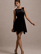 Baker | Black Velvet Draped-Hem Mini Dress - thumbnail 4