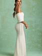 Bouclé Off-Shoulder Maxi Dress in White - thumbnail 3