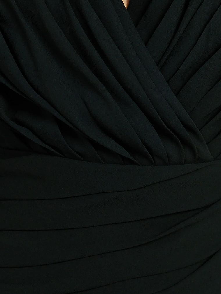 Can I Be Your Honey Mini Dress Plunge Balloon Sleeve Dress in Black 5