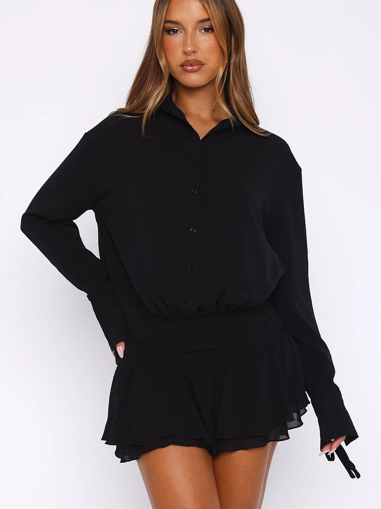 Can't Get Me Long Sleeve Mini Dress Black 2