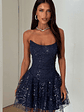 Blaise Strapless Sequin Mini Dress - Navy - thumbnail 4