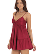 Bow Babydoll Dress in Maroon - thumbnail 1