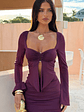 Autumn Long Sleeve Mini Dress - Plum - thumbnail 3