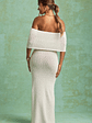 Bouclé Off-Shoulder Maxi Dress in White - thumbnail 5