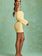 Bouclé Off-Shoulder Mini Dress in Yellow - thumbnail 3