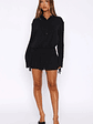 Can't Get Me Long Sleeve Mini Dress Black - thumbnail 5