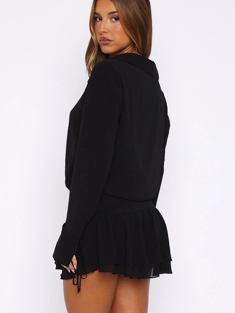 Can't Get Me Long Sleeve Mini Dress Black 4