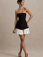 Autumn | Black & White Bandeau Mini Dress With Pleats - thumbnail 1