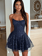 Blaise Strapless Sequin Mini Dress - Navy - thumbnail 8