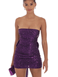 Bow Draped Sequin Dress in Purple - thumbnail 4