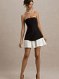 Autumn | Black & White Bandeau Mini Dress With Pleats - thumbnail 4