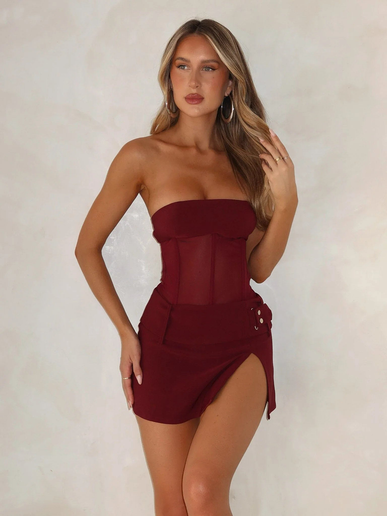Beau Mini Dress Burgundy 3