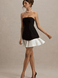 Autumn | Black & White Bandeau Mini Dress With Pleats - thumbnail 5