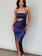Can't Hardly Wait Cut-Out Midi Dress Navy - thumbnail 3