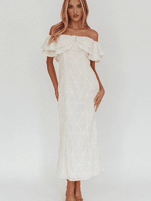 Beauty Within On-Off-Shoulder Maxi Dress Cream