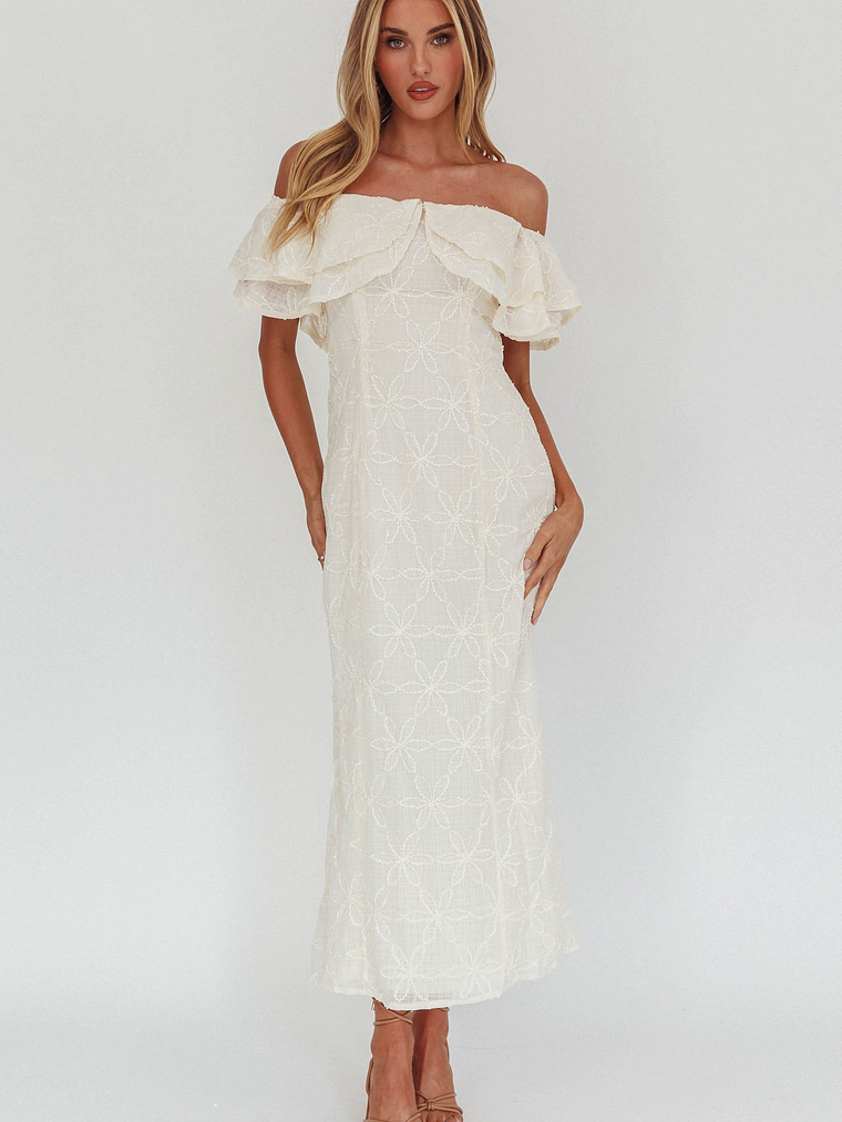 Beauty Within On-Off-Shoulder Maxi Dress Cream 1