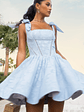 Bethani | Light Blue Skater Mini Dress With Bow Straps - thumbnail 1