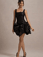 Aveline | Black Lace Square-Neck Mini Dress With Bows - thumbnail 1