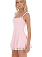 Bow Strap Shimmer Ruffle Dress in Pink - thumbnail 3