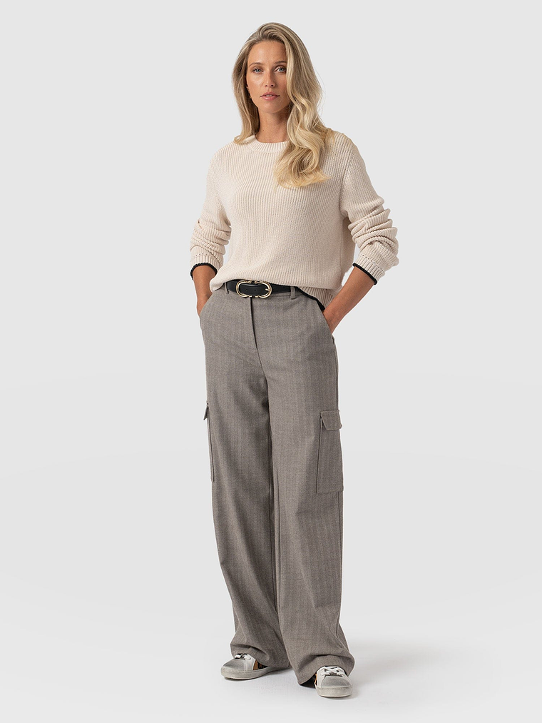Astrid Cargo Pant - Brown Herringbone 1