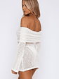 Can't Leave Me Long Sleeve Boucle Mini Dress White - thumbnail 4