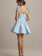 Bethani | Light Blue Skater Mini Dress With Bow Straps - thumbnail 3