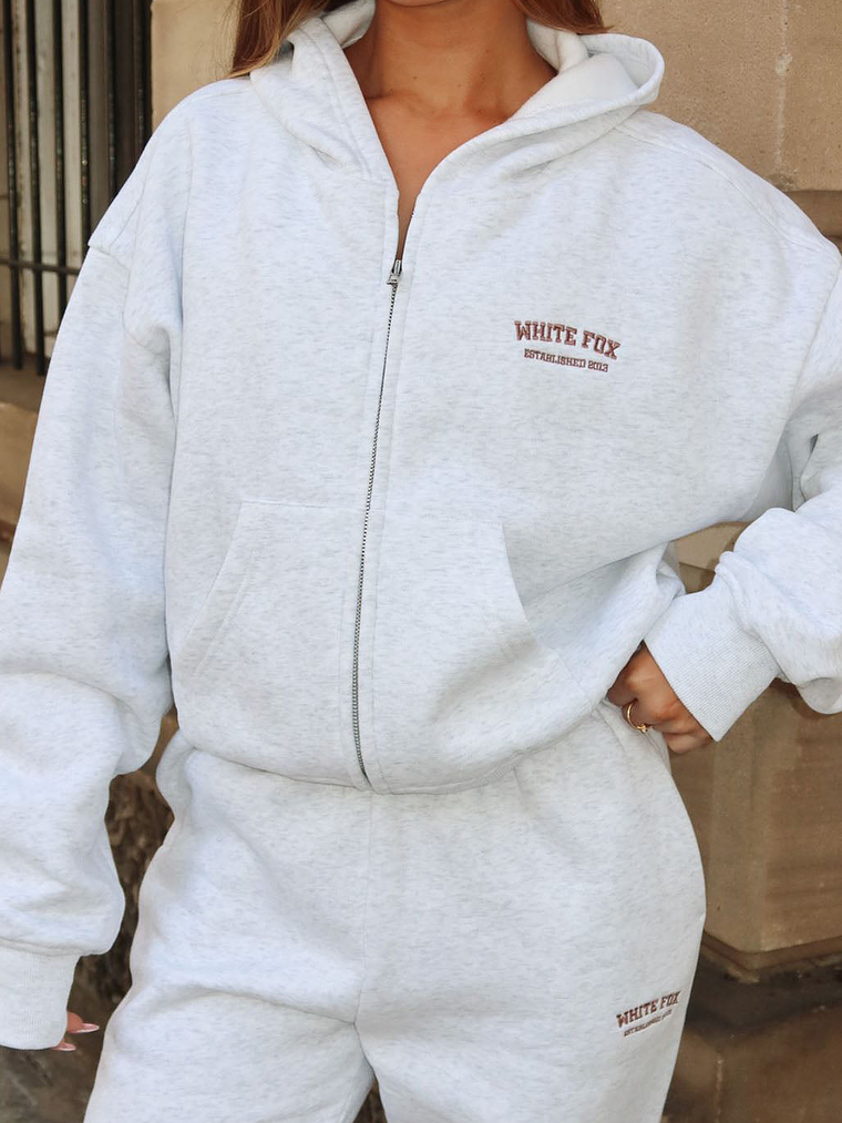 Can't Miss It Boxy Zip Front Hoodie Grey Marle/Rose Gold 5