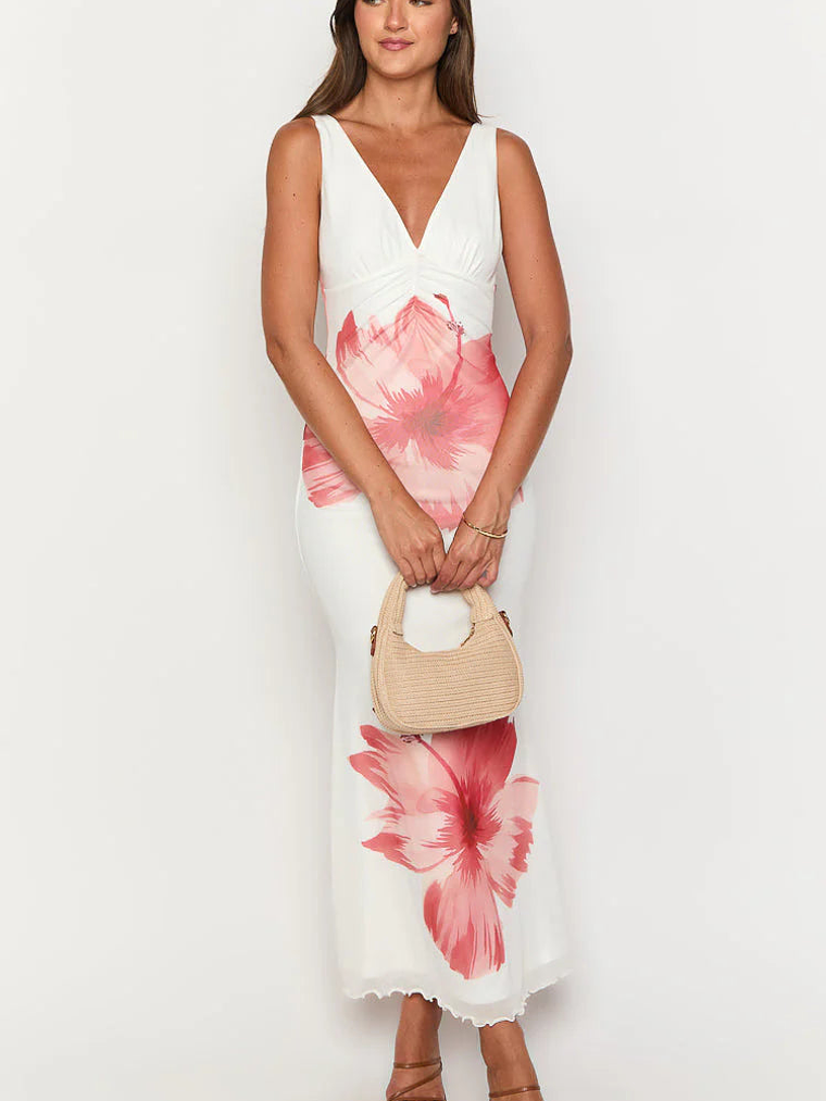 Beck White Floral Print Maxi Dress 2