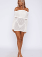 Can't Leave Me Long Sleeve Boucle Mini Dress White - thumbnail 5