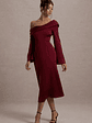 Astral | Port Satin Asymmetric Flared-Sleeve Midi Dress - thumbnail 4