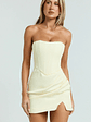 Avery Mini Dress Strapless Corset Bodice Draped Dress in Lemon - thumbnail 2