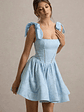 Bethani | Light Blue Skater Mini Dress With Bow Straps - thumbnail 4