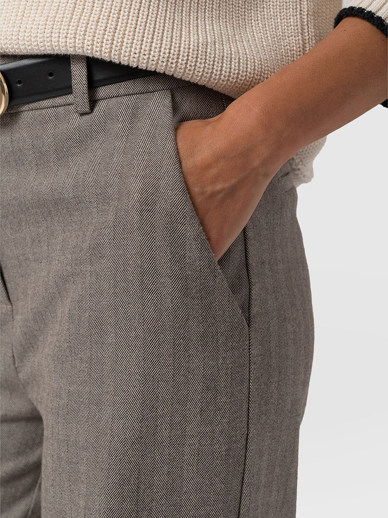 Astrid Cargo Pant - Brown Herringbone 5