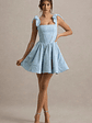 Bethani | Light Blue Skater Mini Dress With Bow Straps - thumbnail 5