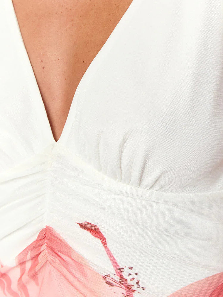 Beck White Floral Print Maxi Dress 6