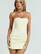 Avery Mini Dress Strapless Corset Bodice Draped Dress in Lemon - thumbnail 4
