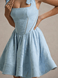 Bethani | Light Blue Skater Mini Dress With Bow Straps - thumbnail 7