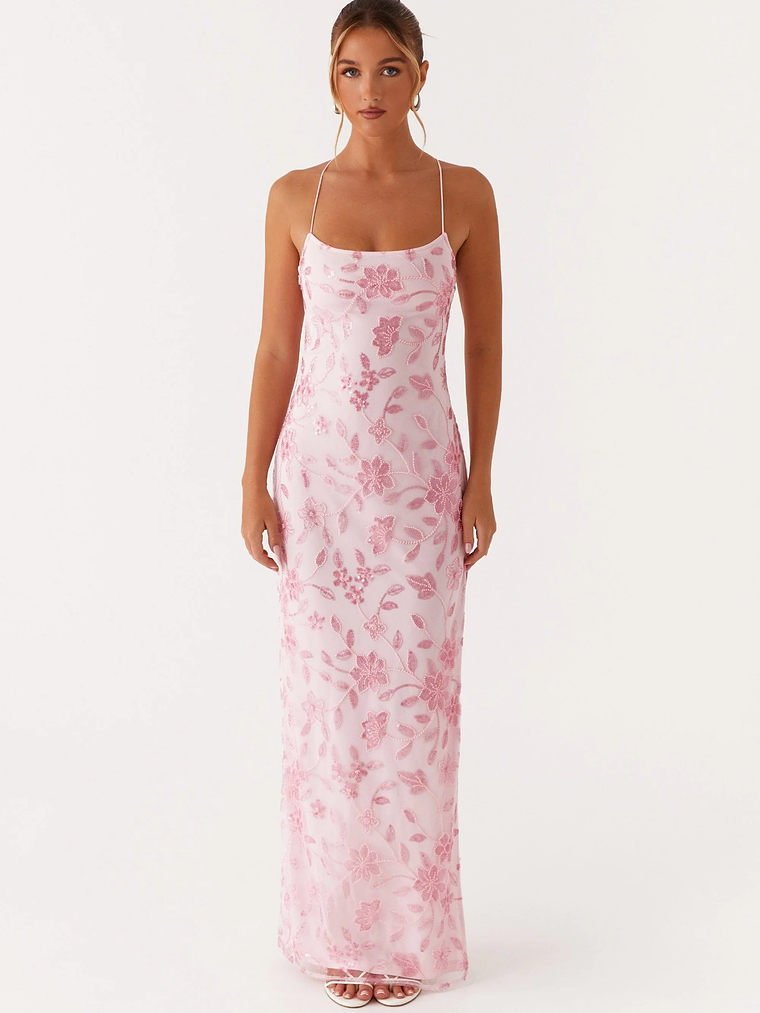 Bright Lights Beaded Maxi Dress - Pink 3