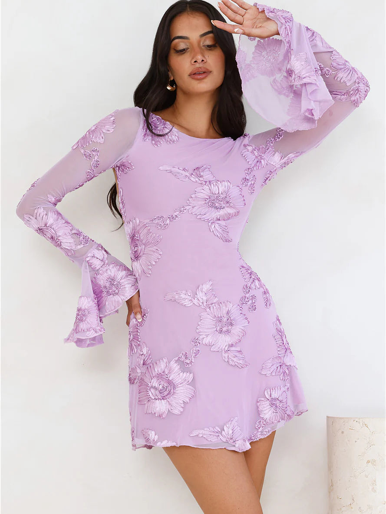 Bright Breezy Long Sleeve Mesh Mini Dress 11