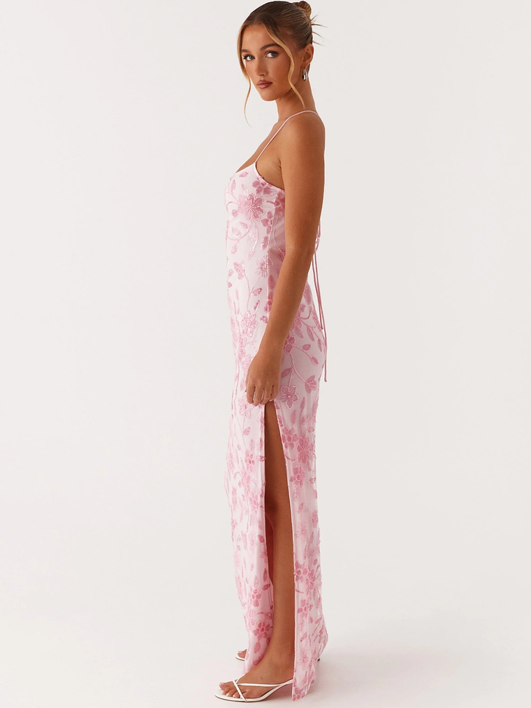 Bright Lights Beaded Maxi Dress - Pink 4
