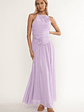 Brighten Drop Waist Flower Accent Maxi Dress Lilac - thumbnail 1